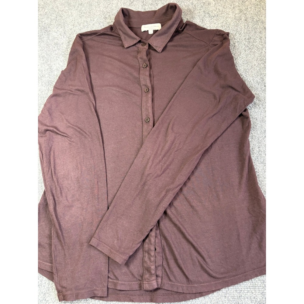 Michael Stars Womens Long Sleeve Button Down Shirt Plum Purple Size M Pocket